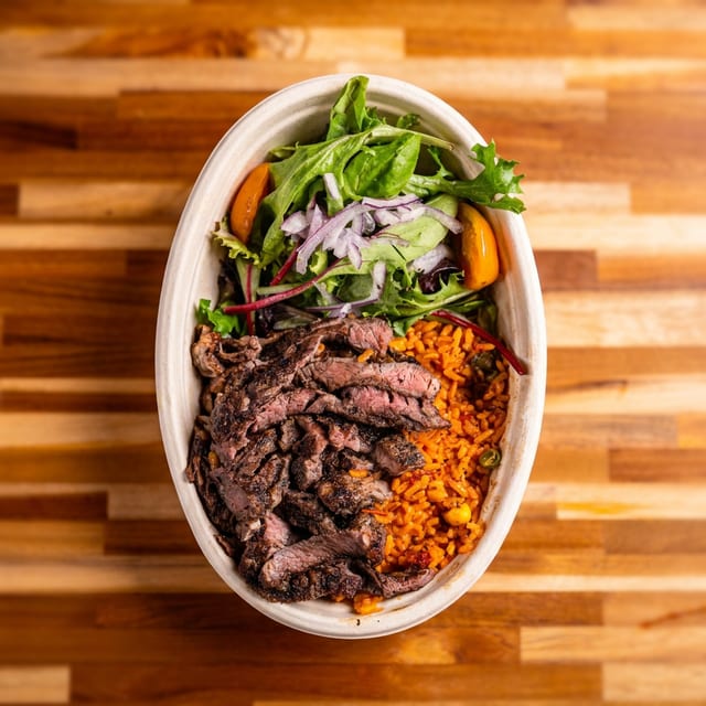 Ribeye Steak w/ Rice.